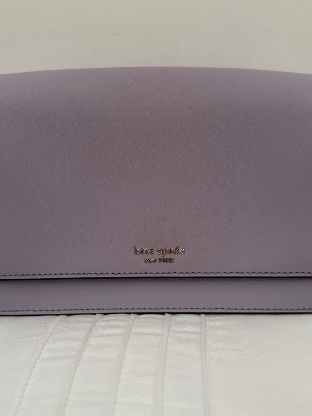 Kate Spade Lavender Saffiano Crossbody with Silver Chain